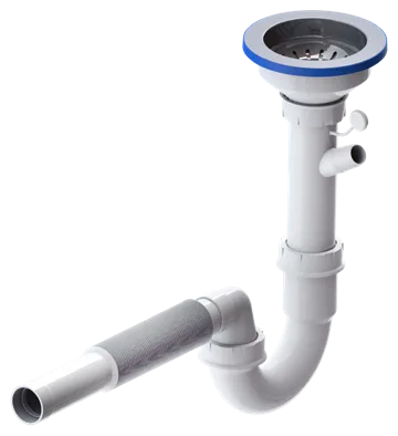 Ø115 P-Trap Siphon With 25 mm Brass Screw, Washing Machine Inlet and Ø32 Extendable Outlet