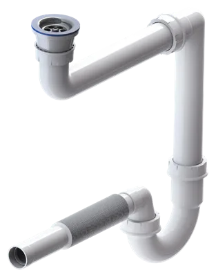 Ø65 Space-Saving P-Trap Siphon With Ø32 Extendable Outlet