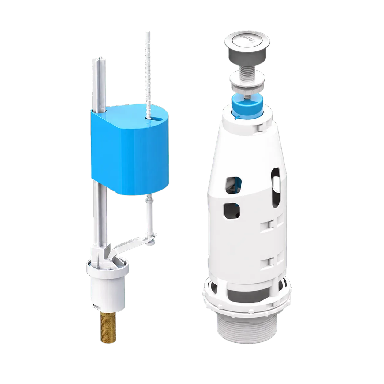 Flux Universal Single Flush Mechanism Set With 3/8 Brass Thread Bottom Inlet Fill Valve