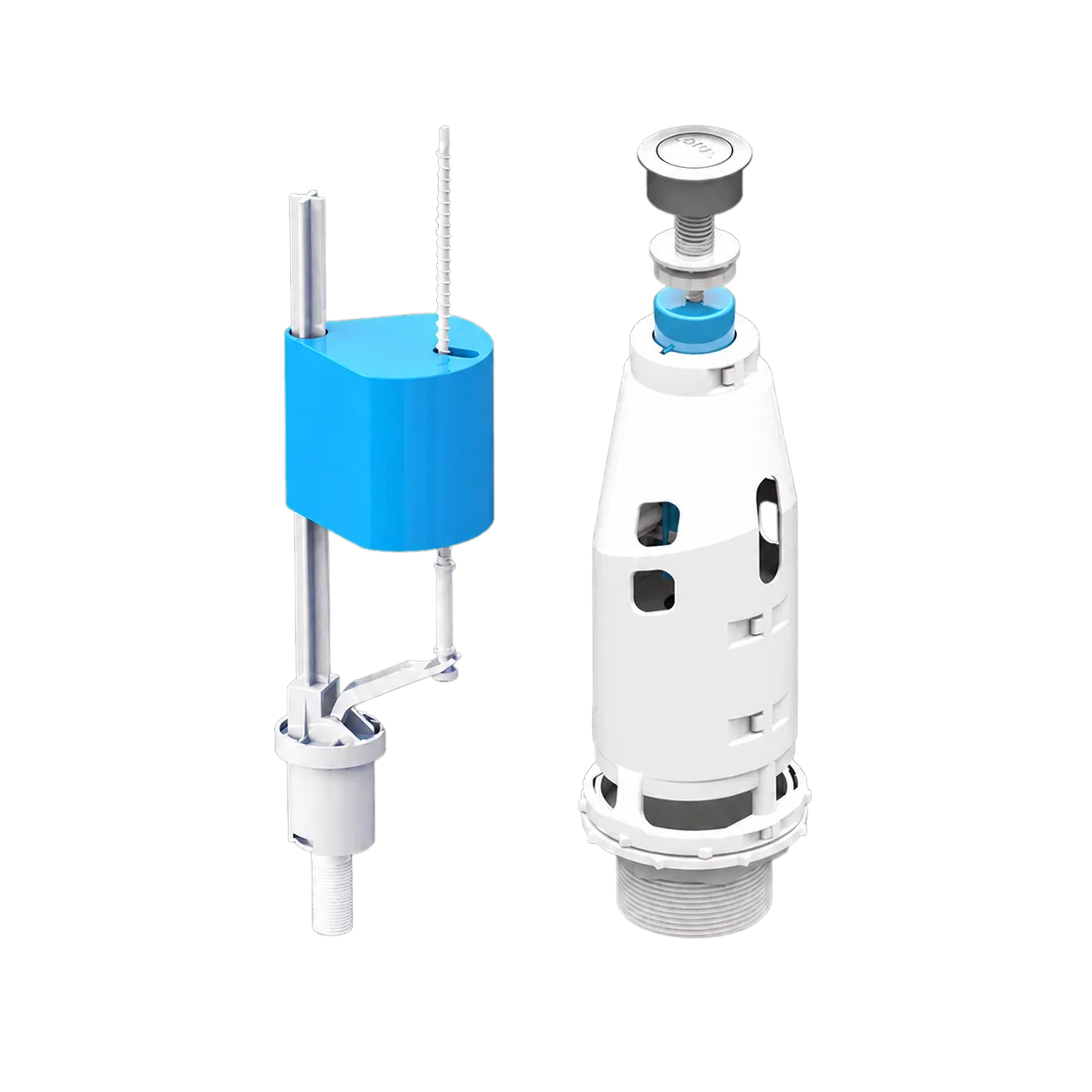 Flux Universal Single Flush Mechanism Set With 3/8 Plastic Thread Bottom Inlet Fill Valve