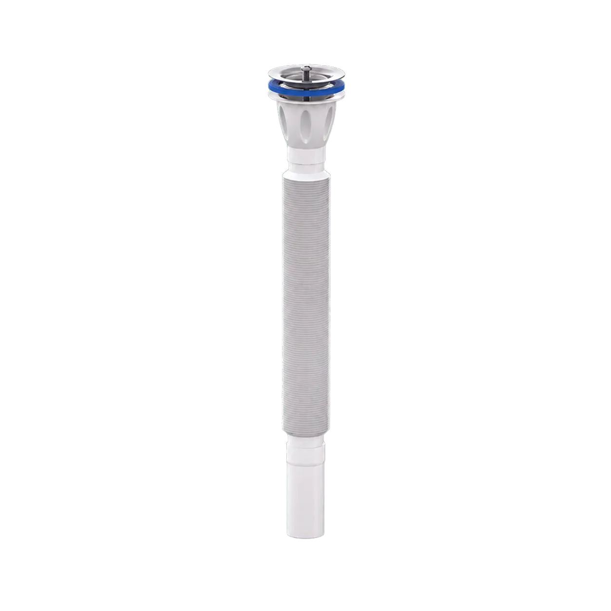 Ø65 Monoblock Basin Waste Extendable Siphon With 430 Stainless Steel Strainer and Ø32 Outlet – 1500 mm – White