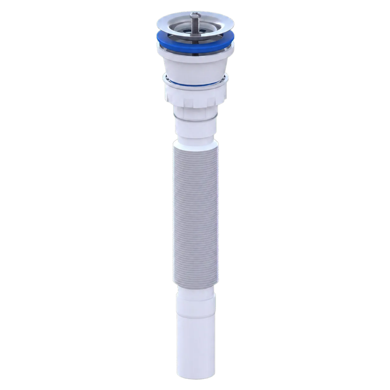 Ø65 Basin Waste Extendable Siphon With 304 Stainless Steel Strainer and Ø50 Outlet – 800 mm – White