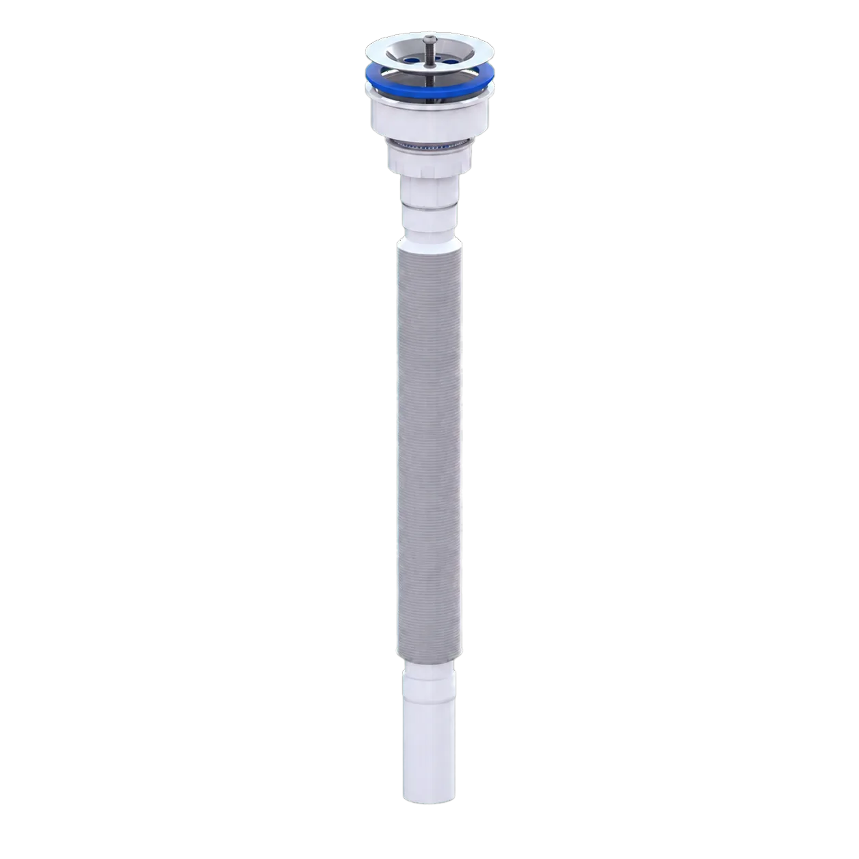 Ø80 Basin Waste Extendable Siphon With 304 Stainless Steel Strainer and Ø32 Washing Machine Outlet – 1500 mm – White